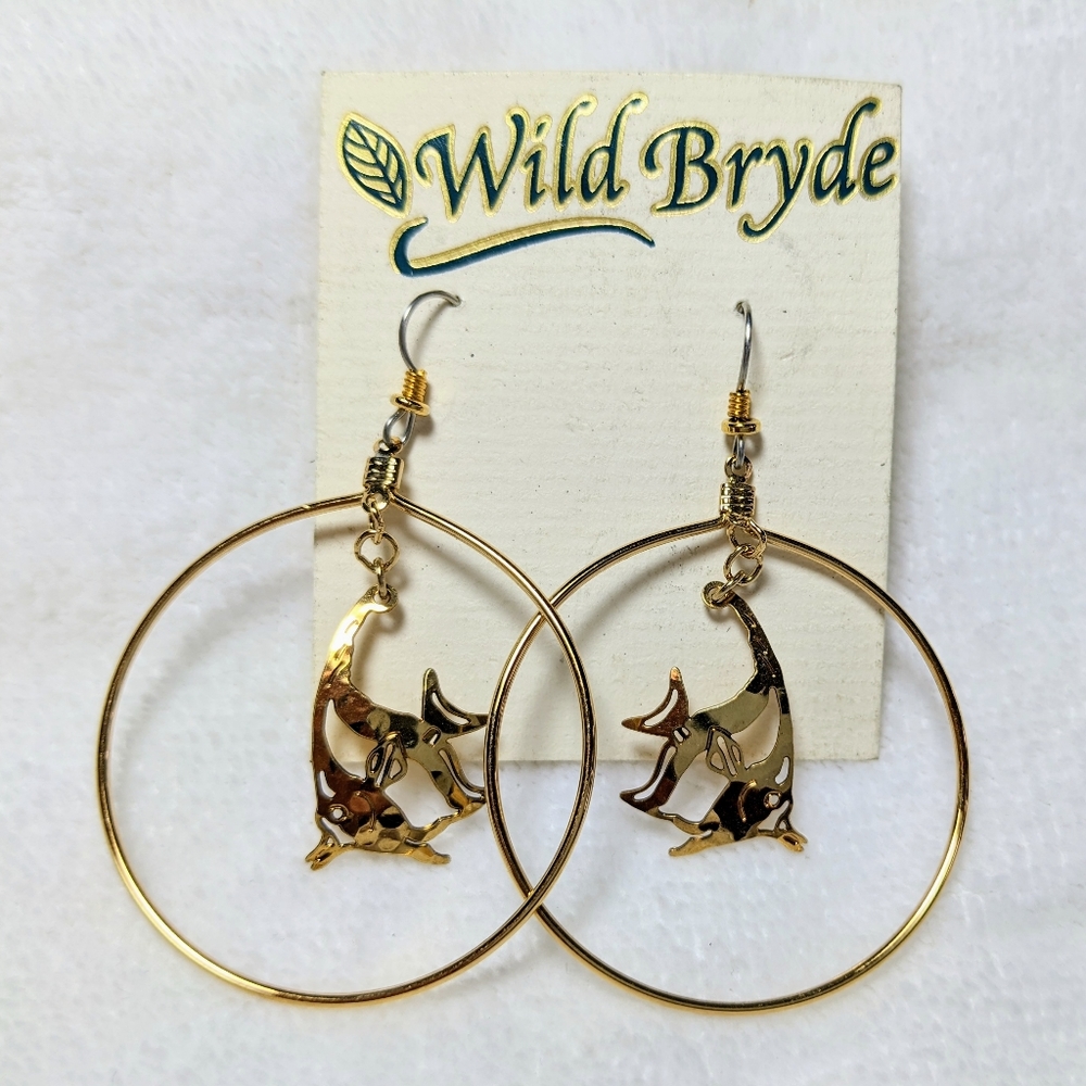 Wild Bryde gold fish angelfish hook earrings NWT NEW - great for summer fun!